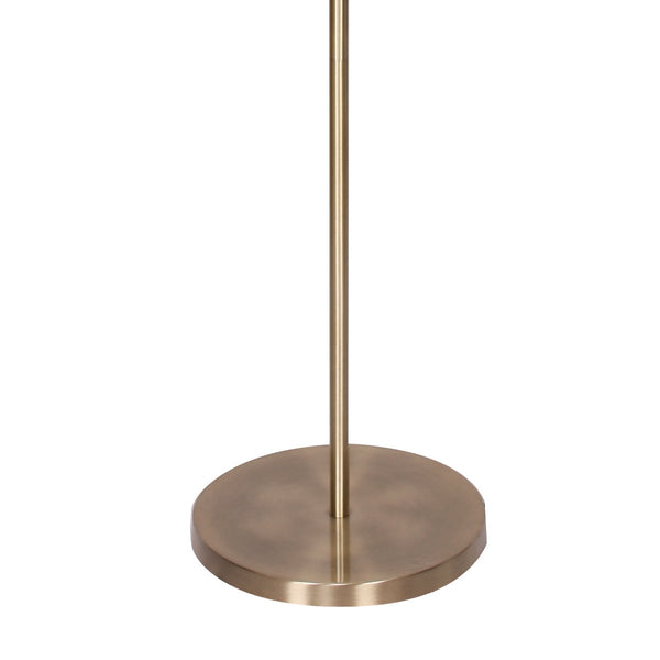Sarantino Metal Floor Lamp Light Antique Brass Cream Linen Shade