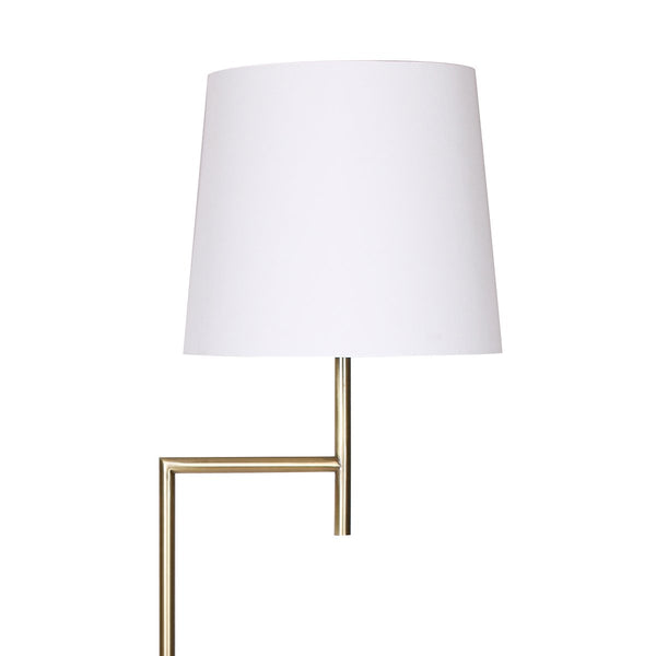 Sarantino Metal Floor Lamp Light Antique Brass Cream Linen Shade