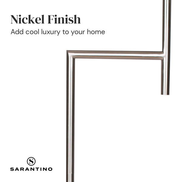 Sarantino Nickel Metal Arc Floor Lamp Light White Shade