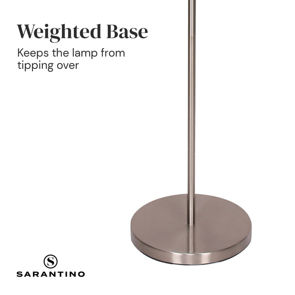 Sarantino Nickel Metal Arc Floor Lamp Light White Shade