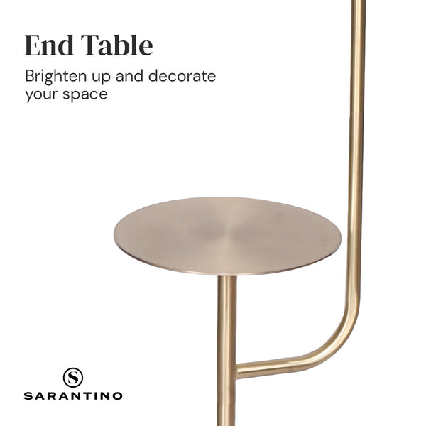 Sarantino Adjustable Marble Brass Floor Lamp Light Shelf Gold Grey