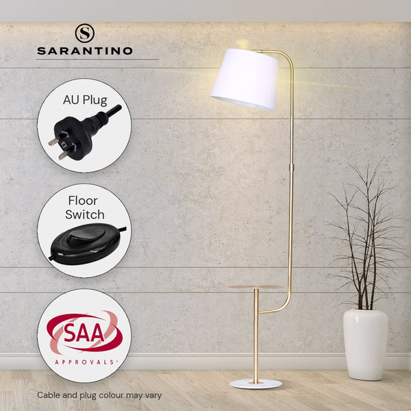 Sarantino Adjustable Marble Brass Floor Lamp Light Shelf Gold Grey