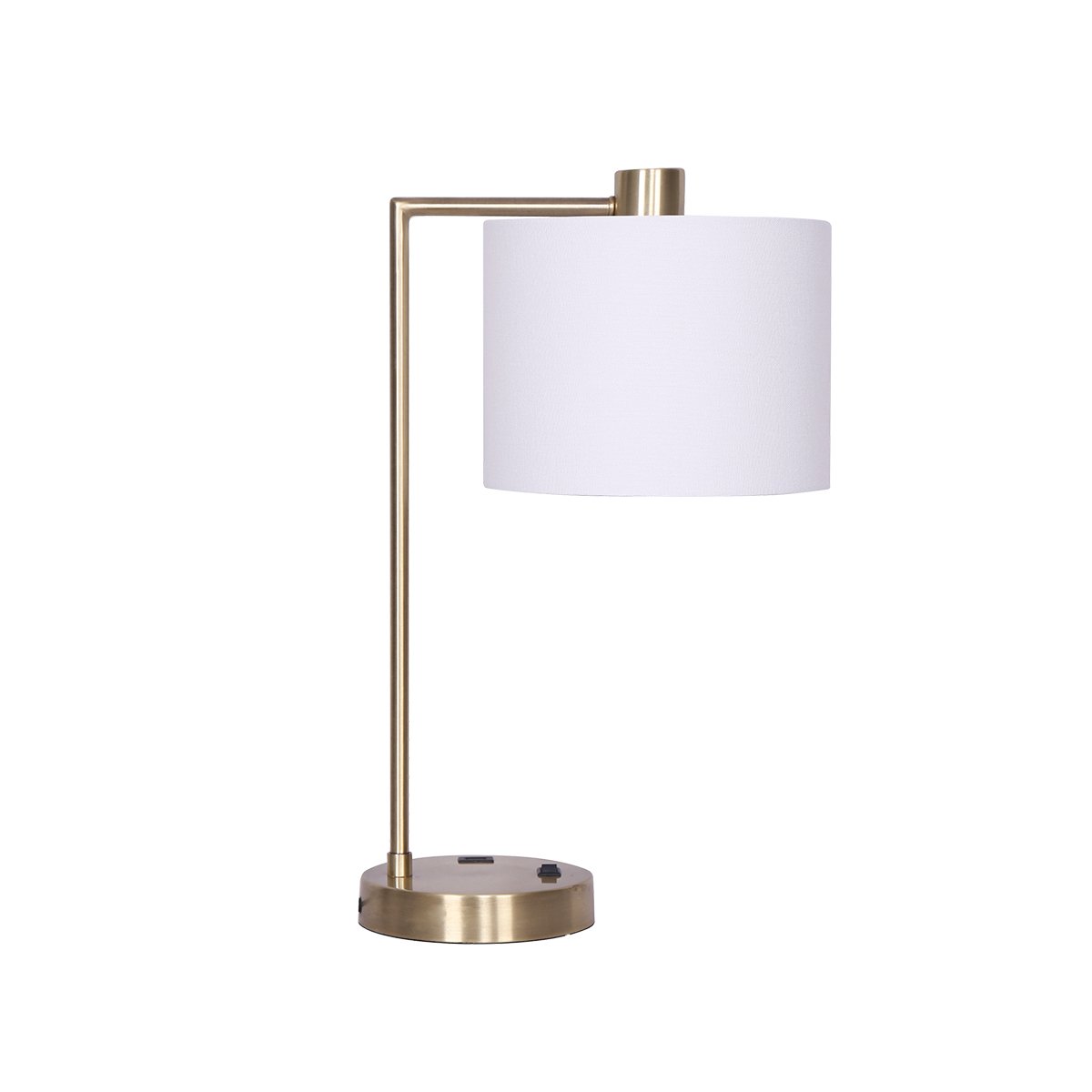 Sarantino Metal Task Lamp Light USB Charging Port Antique Brass Finish