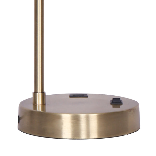 Sarantino Metal Task Lamp Light USB Charging Port Antique Brass Finish