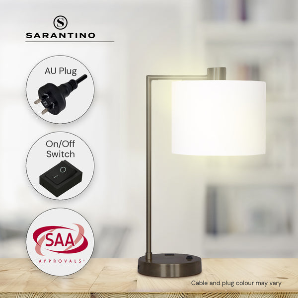 Sarantino Metal Table Desk Lamp Light USB Charging Port Bronze Finish White Shade