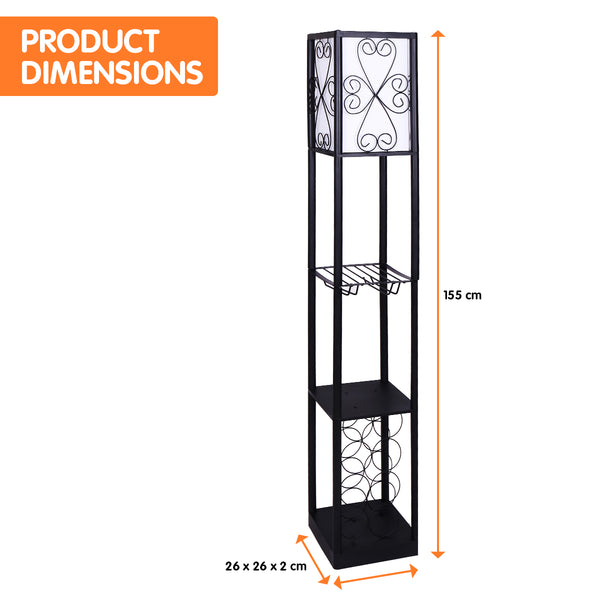 Sarantino Metal Etagere Floor Lamp Light Wine Rack Holder Shelf