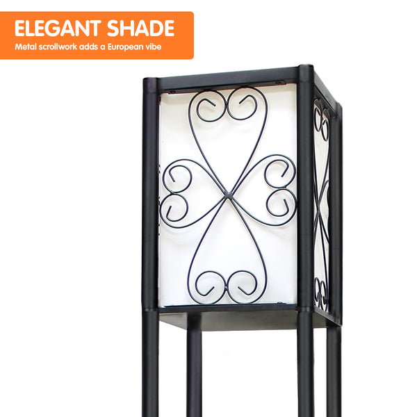 Sarantino Metal Etagere Floor Lamp Light Wine Rack Holder Shelf