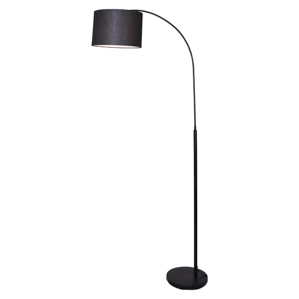 Sarantino Metal Arc Arch Arm Floor Lamp Light Drum Shade Black