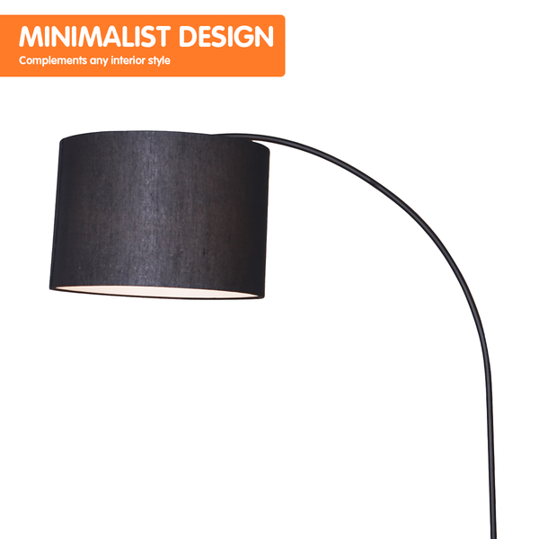 Sarantino Metal Arc Arch Arm Floor Lamp Light Drum Shade Black