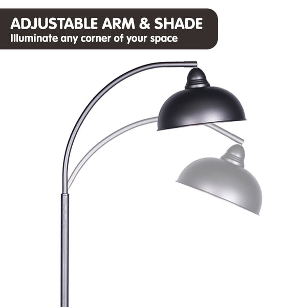 Sarantino Metal Floor Lamp Light Adjustable Dome Shade Dark Grey