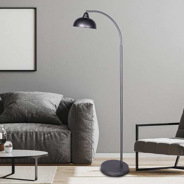 Sarantino Metal Floor Lamp Light Adjustable Dome Shade Dark Grey