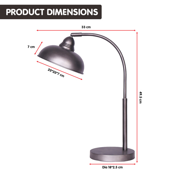 Sarantino Metal Table Desk Light Lamp Industrial Adjustable Angle Dark Grey