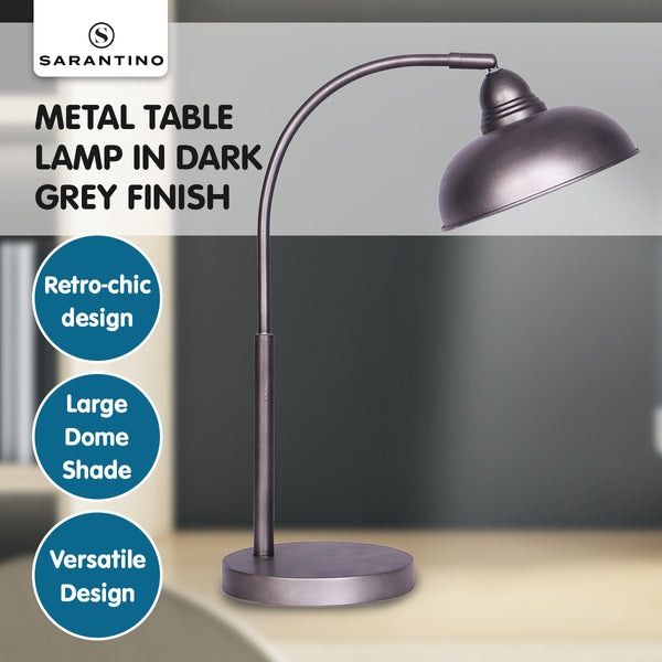 Sarantino Metal Table Desk Light Lamp Industrial Adjustable Angle Dark Grey