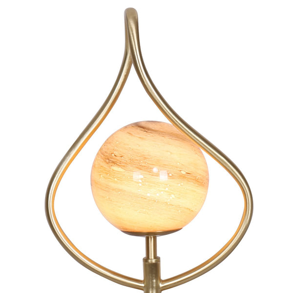 Sarantino Sculptural Orange Glass Coffee Side Table Lamp Light White Marble Base