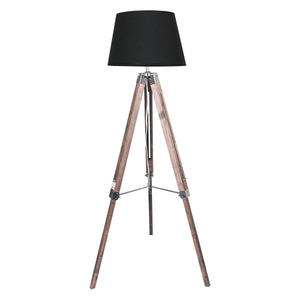 Sarantino Timber Wood Tripod Floor Lamp Light Adjustable Height Black