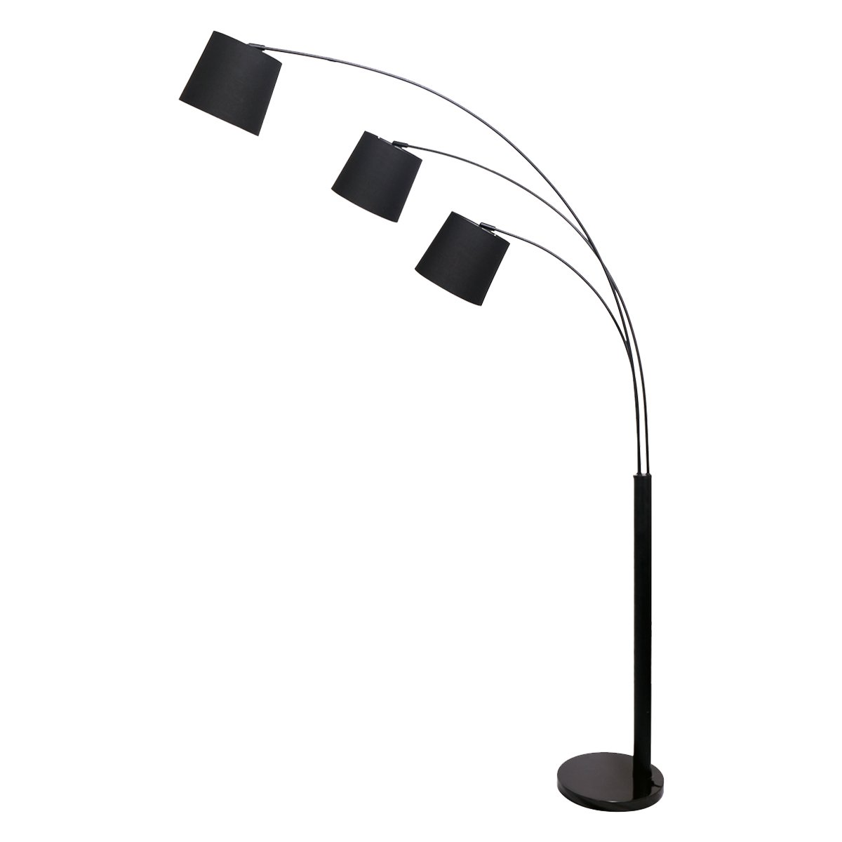 Sarantino 3 Light Lamp Shades Arc Floor Adjustable Metal Black 2M