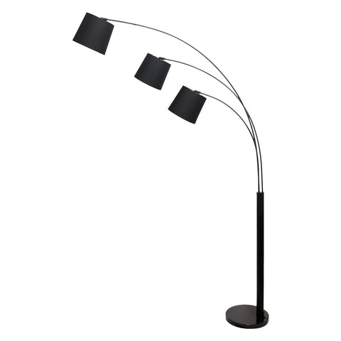 Sarantino 3 Light Lamp Shades Arc Floor Adjustable Metal Black 2M