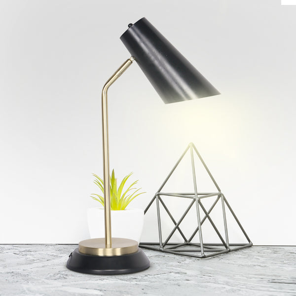 Sarantino Electric Reading Light Bedside Table Lamp Brass Finish Black