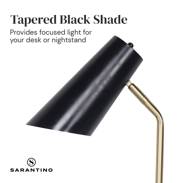 Sarantino Electric Reading Light Bedside Table Lamp Brass Finish Black