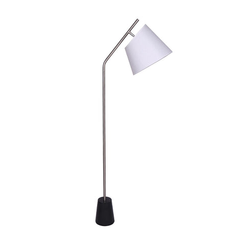 Sarantino Metal Floor Lamp Nickel Finish Black Marble Base
