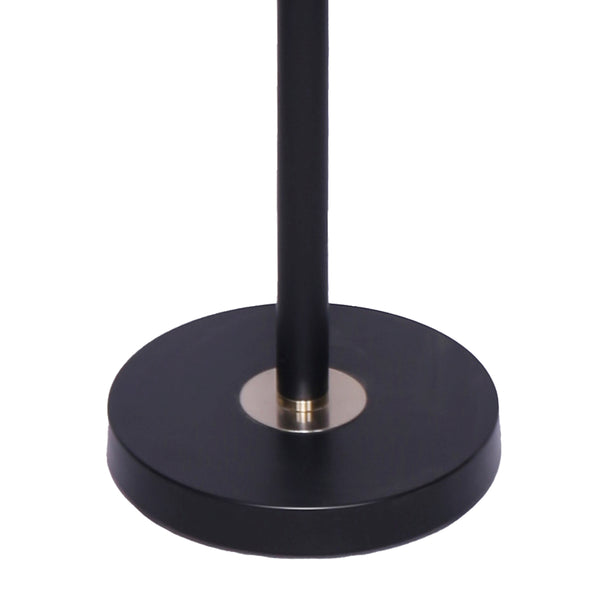 Sarantino Floor Lamp Light Black Brass Finish White Linen Drum Twin Shades