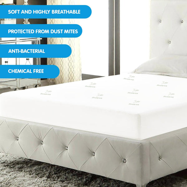 Laura Hill Waterproof Fitted Bamboo Mattress Protector Underlay 35cm Single