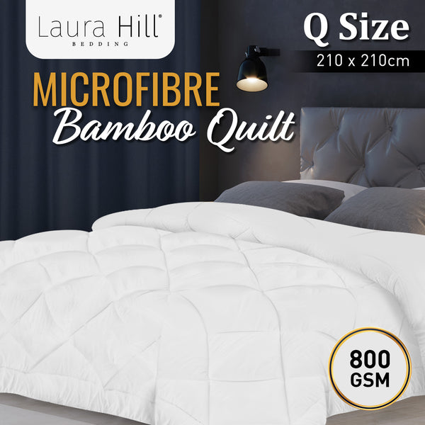Laura Hill 800GSM Microfibre Bamboo Quilt Duvet Doona Queen