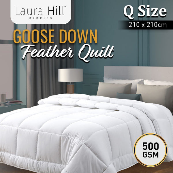 Laura Hill 500GSM Goose Down Feather Doona Duvet Quilt Queen