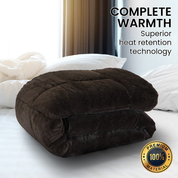 Laura Hill 600GSM Faux Mink Comforter Quilt Blanket Super King