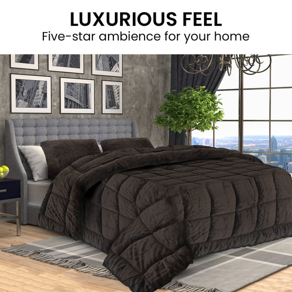 Laura Hill 600GSM Faux Mink Comforter Quilt Blanket Super King