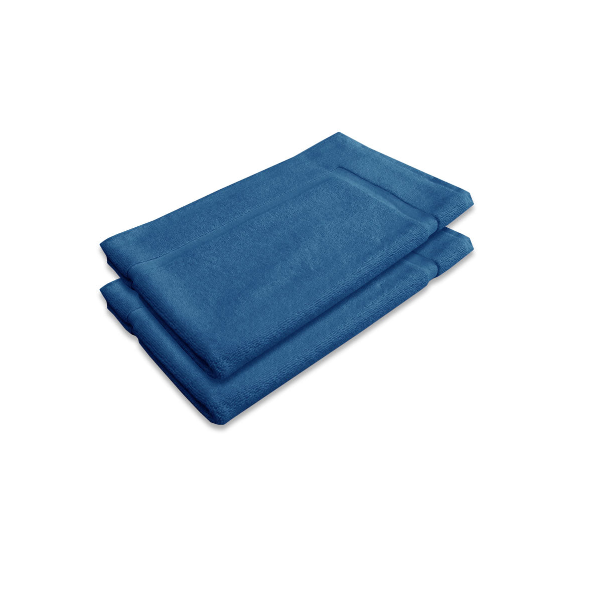 Set of 2 Cotton Bath Mats 800gsm 45 x 75cm Blue Jewel