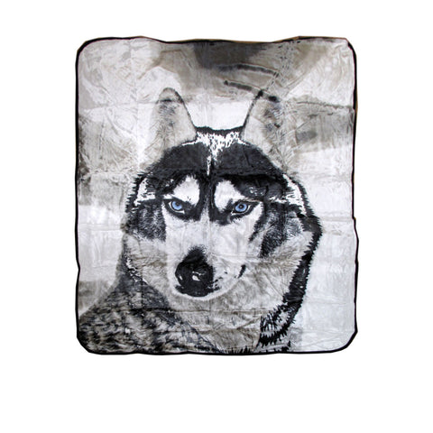 3D Animal Print Faux Mink 400gsm Blanket Throw Husky 200 x 240cm