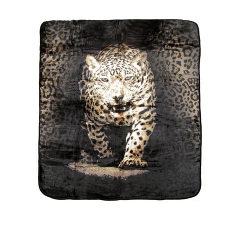 3D Animal Print Faux Mink 400gsm Blanket Throw Leopard 200 x 240cm