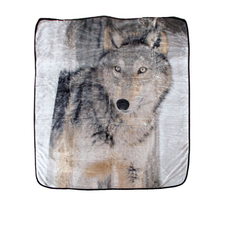 3D Animal Print Faux Mink 400gsm Blanket Throw Wolf 200 x 240cm