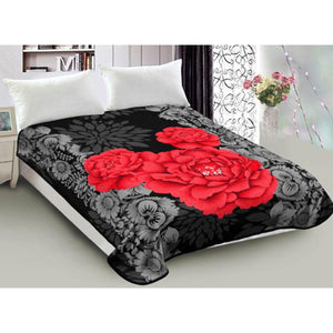 Floral Reversible Mink 800gsm Blanket Throw Red Queen 200 x 240cm