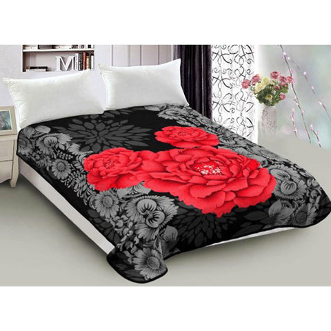 Floral Reversible Mink 800gsm Blanket Throw Red Queen 200 x 240cm