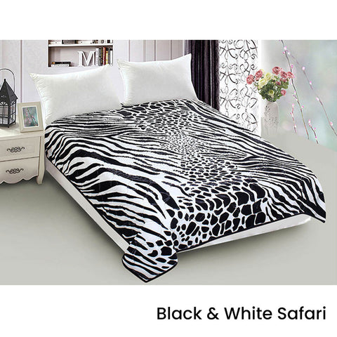 Zebra Leopard Reversible Animal Faux Mink Blanket Throw 800gsm 200 x 240cm