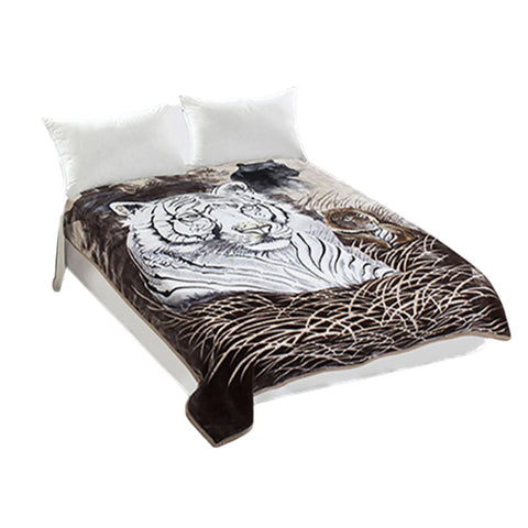 Tiger Reversible Animal Faux Mink Blanket Throw 800gsm 200 x 240cm