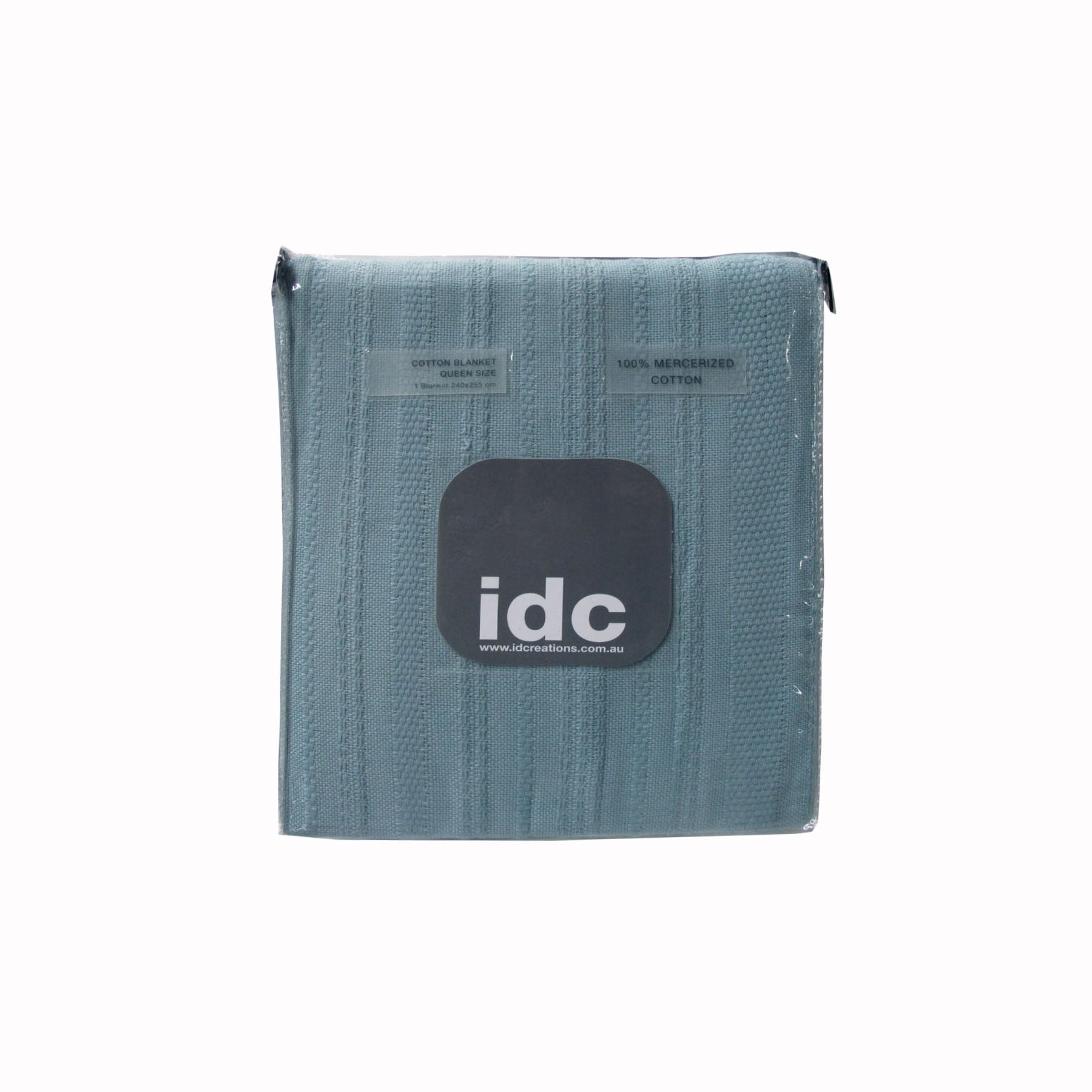 IDC Homewares 400GSM Mercerized Cotton Blanket Throw Blue Queen