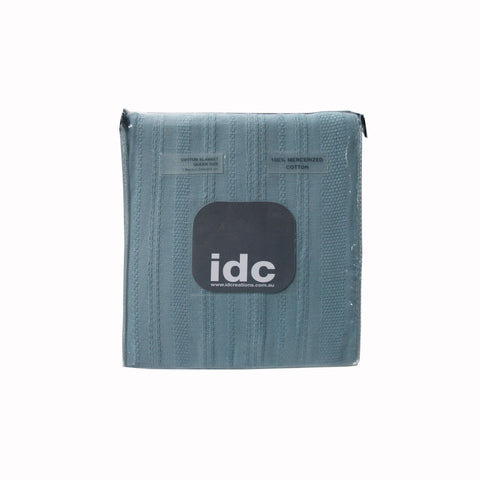 IDC Homewares 400GSM Mercerized Cotton Blanket Throw Blue Queen