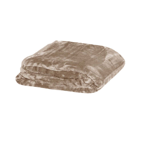 Soft Faux Mink 400gsm Blanket Throw Latte Brown 200 x 240cm