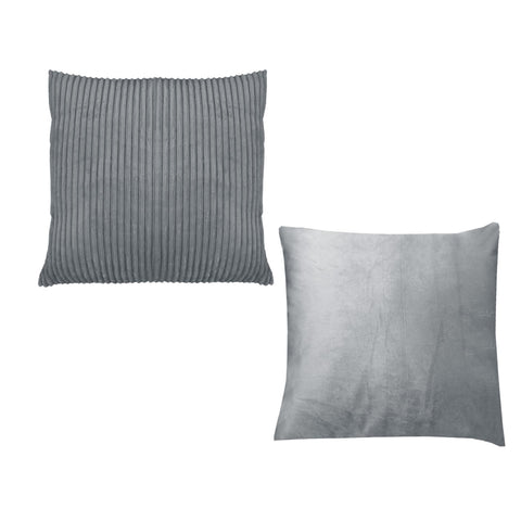Pair of Corduroy Filled Cushions Square 40cm Grey