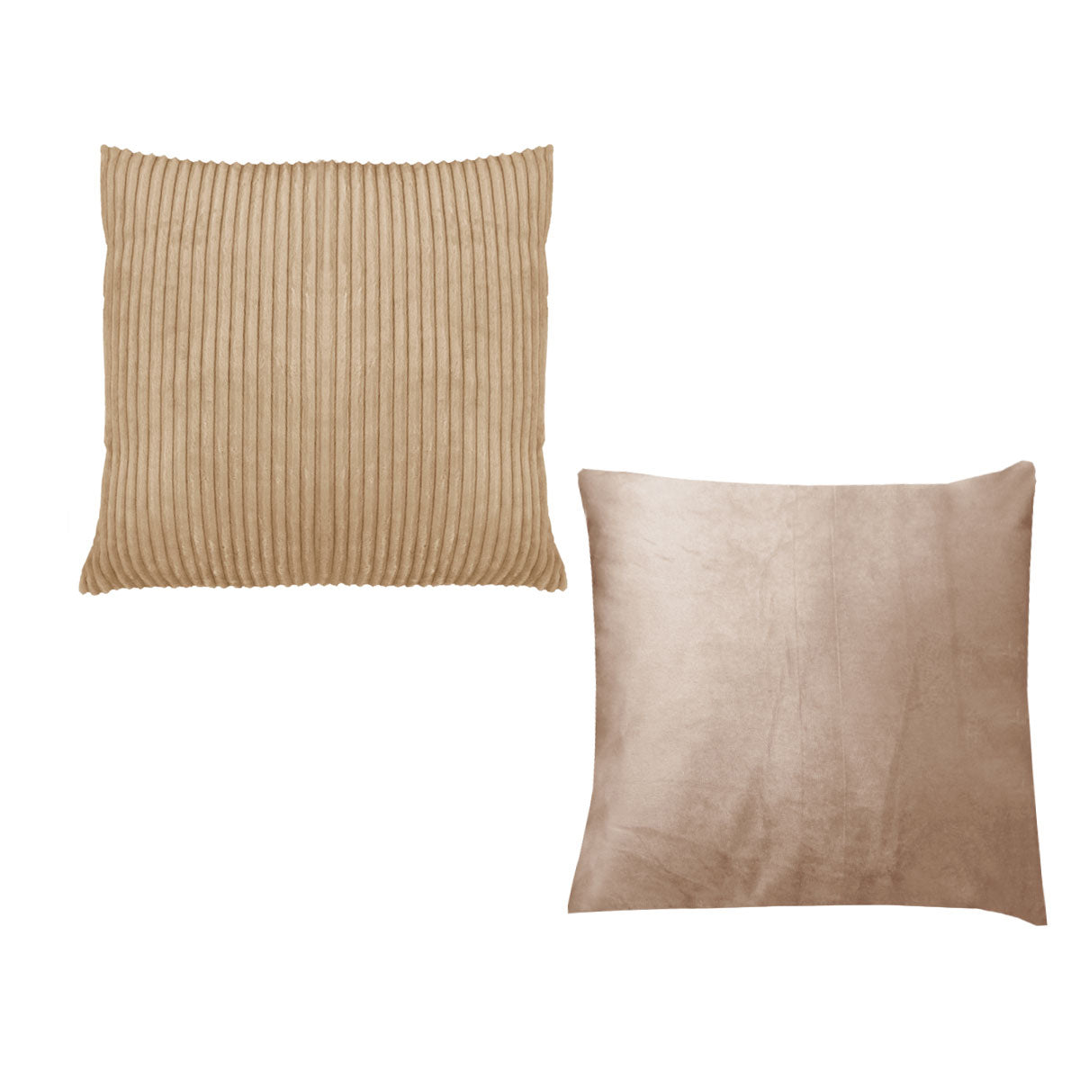 Pair of Corduroy Filled Cushions Square 40cm Latte Brown
