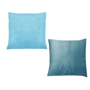 Pair of Corduroy Filled Cushions Square 40cm Sky Blue