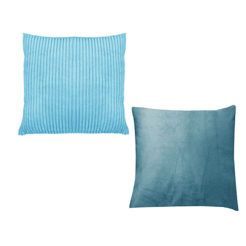 Pair of Corduroy Filled Cushions Square 40cm Sky Blue