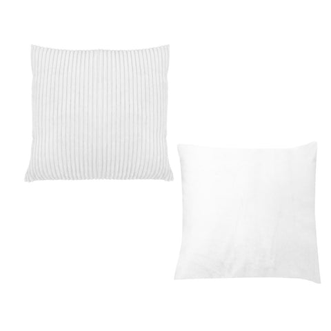 Pair of Corduroy Filled Cushions Square 40cm White