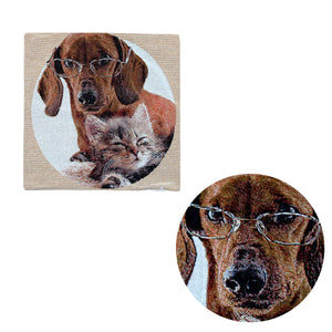 Tapestry Design Pet Cat Dog Daschund Square Cushion Cover 43cm