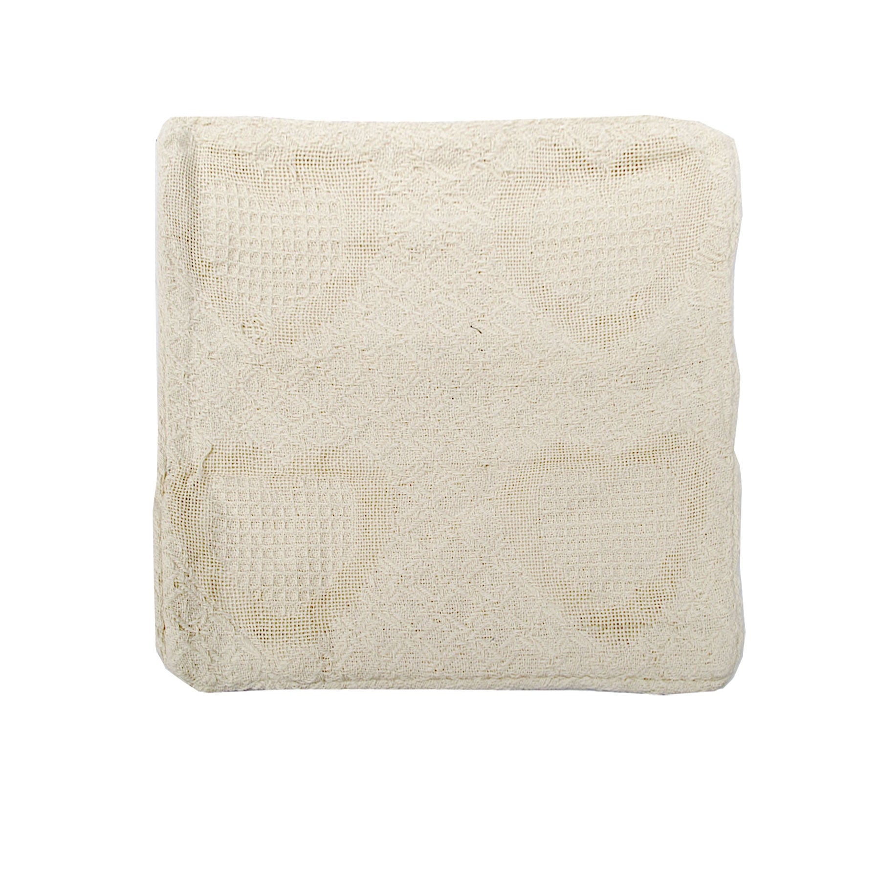 Knitted Heart Cotton Cushion Cover 43cm Square Natural