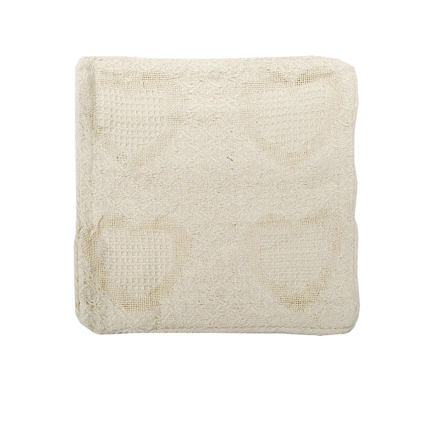 Knitted Heart Cotton Cushion Cover 43cm Square Natural