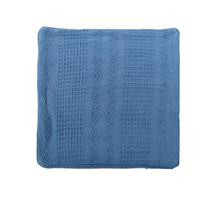 Knitted Herringbone Cotton Cushion Cover 43cm Square Blue